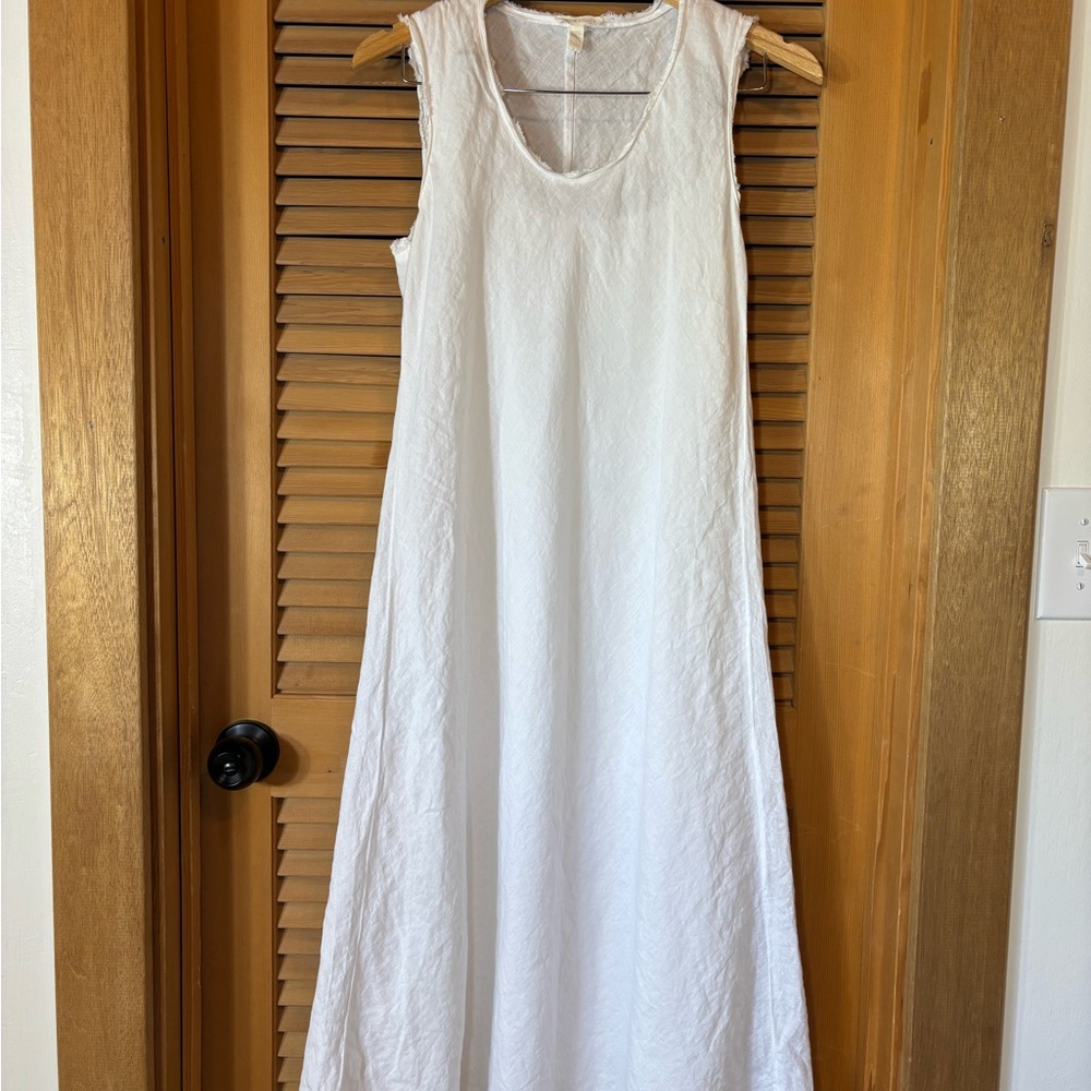 100% Organic Linen White Sleeveless Dress